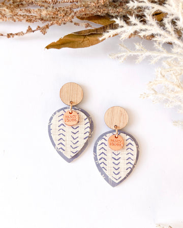 Nancy Joanna - Drop Earrings - Blue Linen Double Water- Rose Gold