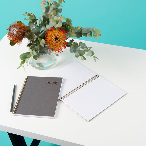 Notely - A5 - Charcoal & Copper - (Spiral Notebook - Lined - 100 pages)