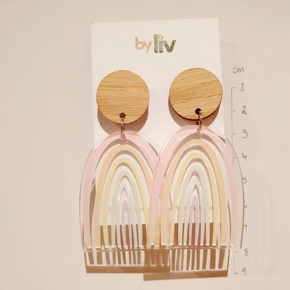 By Liv - Earrings - Pastel Rainbow Dangles - Bamboo Stud