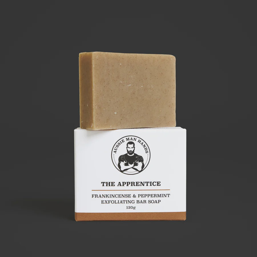 AUSSIE MAN HANDS - The Apprentice - Frankincense and Peppermint - Exfoliating Bar Soap - 120g