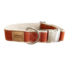 Bohemi Dog Collar - BURNT ORANGE - Hemp and Certified Organic Cotton