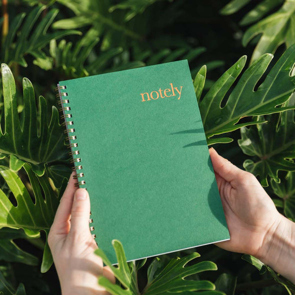 Notely - A5 Spiral Notebook Lined 100p - Forest Green & Copper