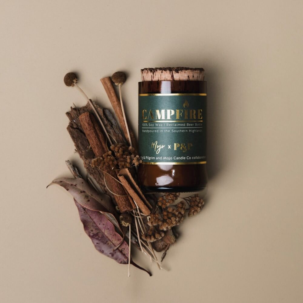 Mojo - Campfire - Woodwick Reclaimed Beer Bottle Candle