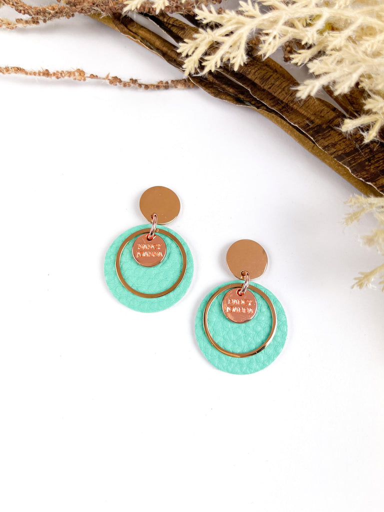 Nancy Joanna - Mini Teal Round Drop Earrings